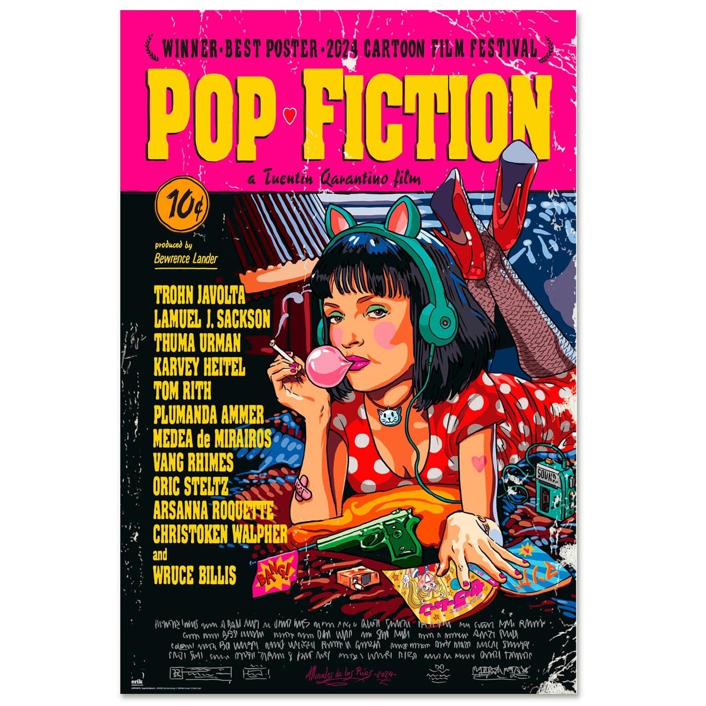 Maxi Poster Locandina Film (Pop Fiction) TV Cinema Pulp Cult Arte Incorniciabile Animation da Palestra Boxe Casa Ufficio Locanda Nerd 91x61 cm