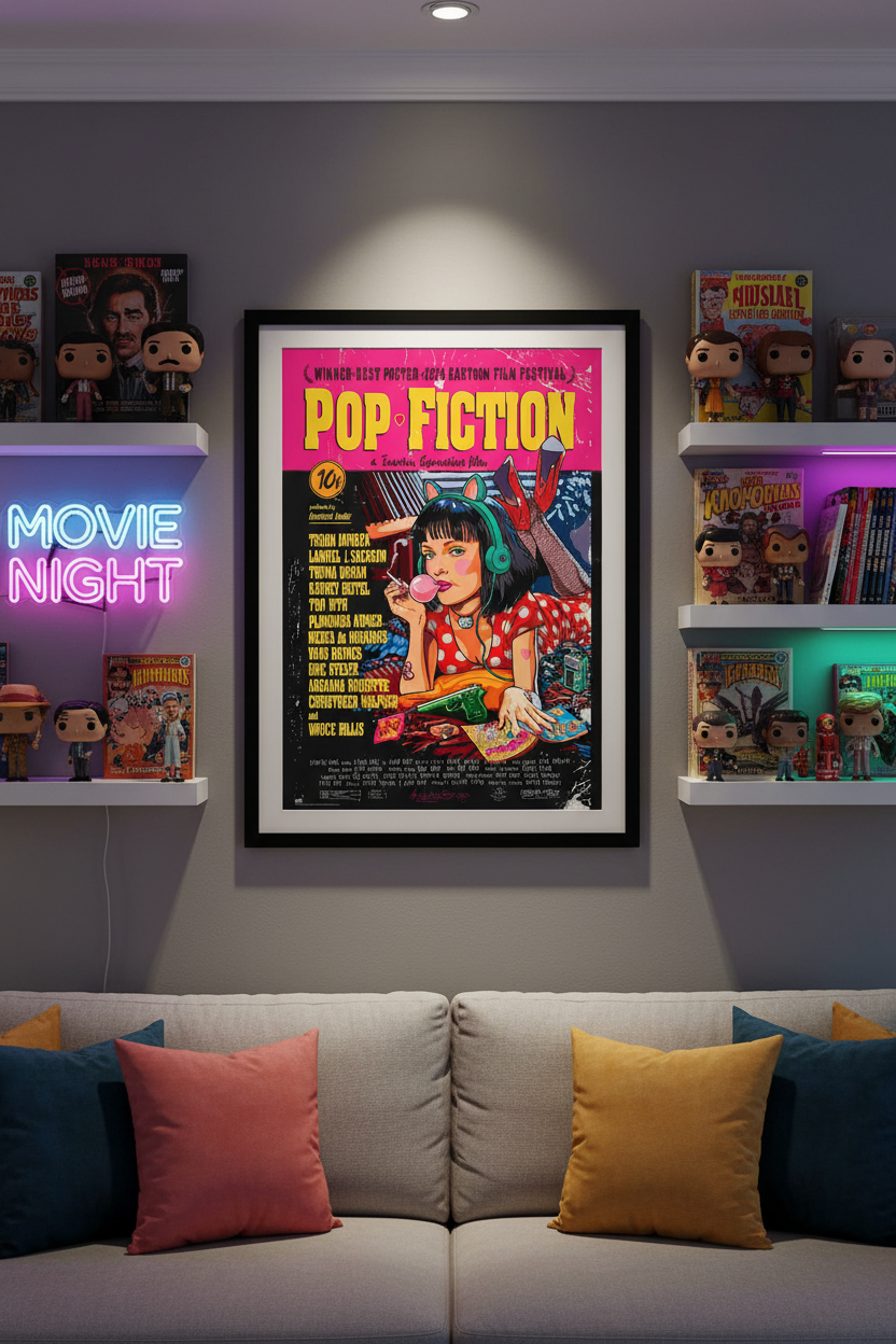 Maxi Poster Locandina Film (Pop Fiction) TV Cinema Pulp Cult Arte Incorniciabile Animation da Palestra Boxe Casa Ufficio Locanda Nerd 91x61 cm
