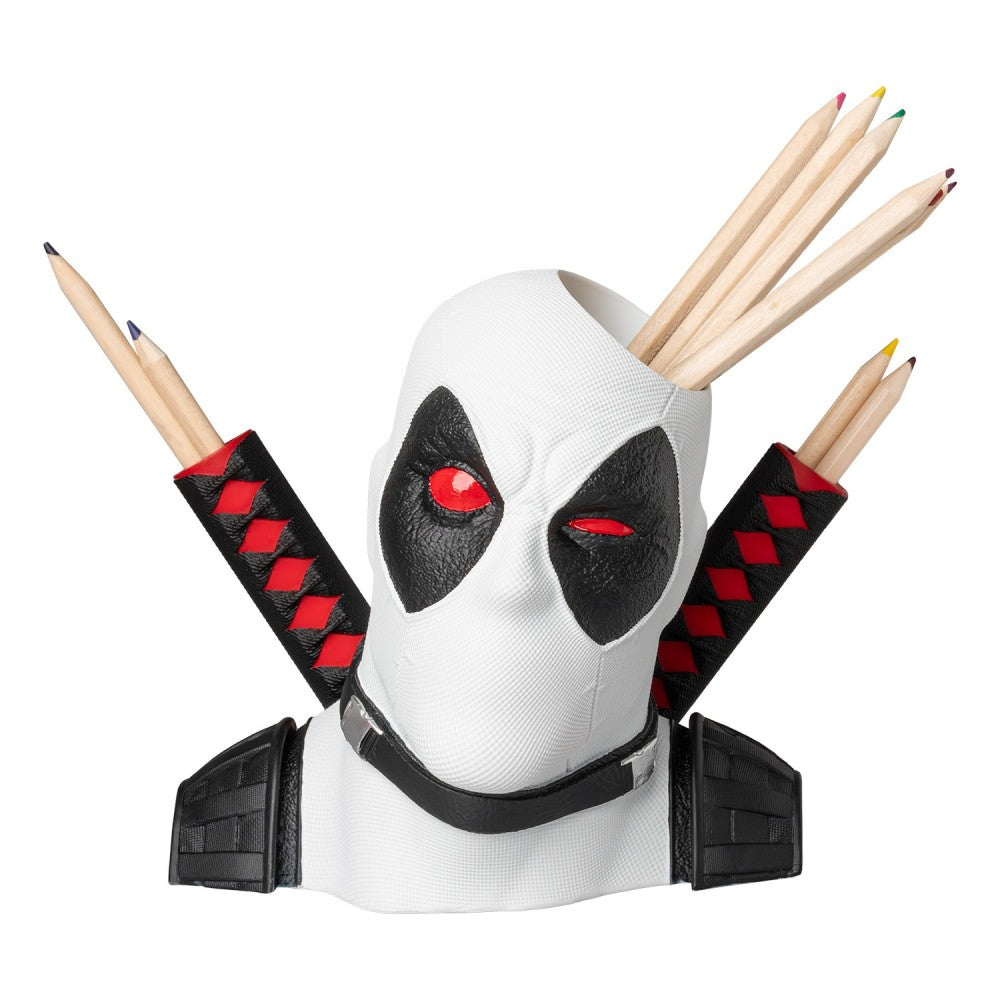 Portapenne da Scrivania Marvel (Deadpool) Gadget 3D - Traje X- Force Decorativo in Resina con Scomparto Interno | Cancelleria (9,8 x 16,3 x 9,8 cm) (Copia)
