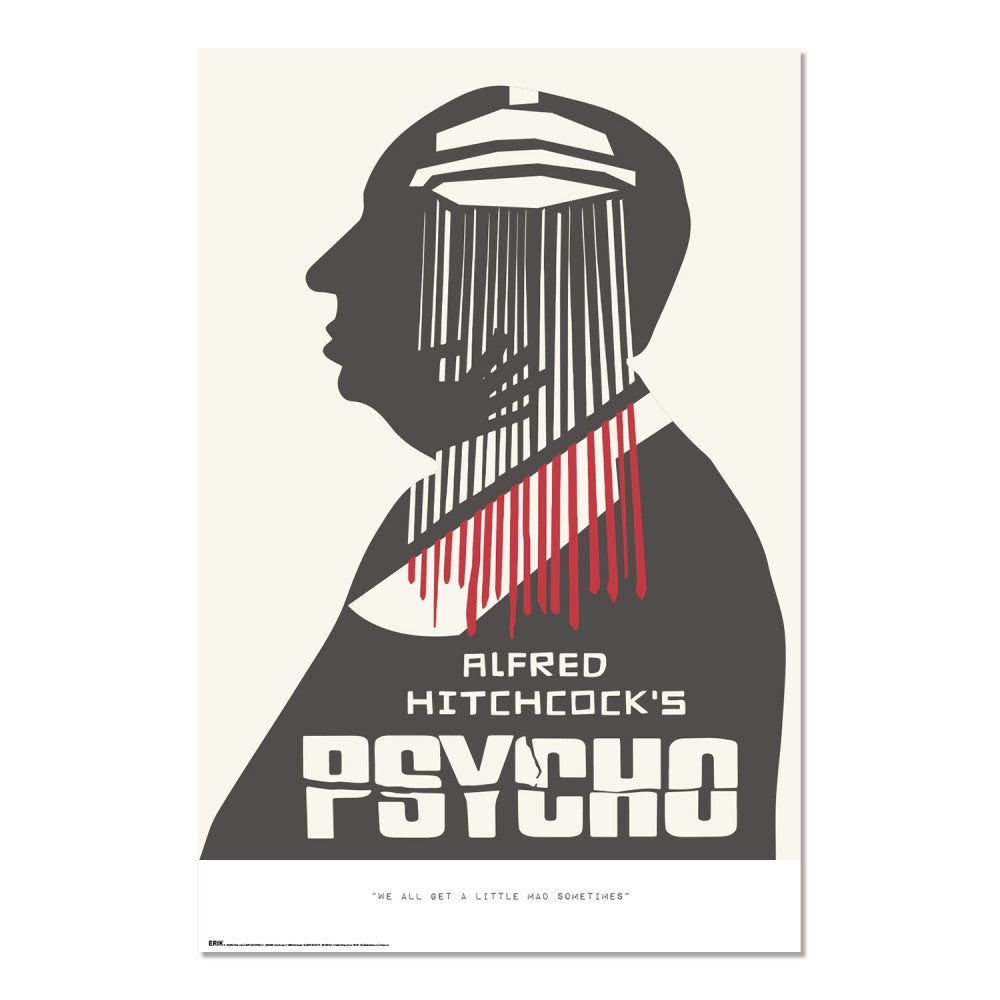 Maxi Poster Rock: Alfred Hitchcock (Psycho) da Parete Incorniciabile 91x61 cm Carta Lucida Licenza Ufficiale