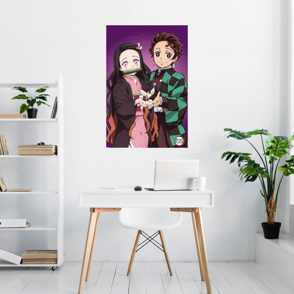 Maxi Poster Anime: (Demon Slayer 2 Tanjiro e Nezuko) Manga a Parete Incorniciabile da Cameretta Fumetti Manga 91x61 cm