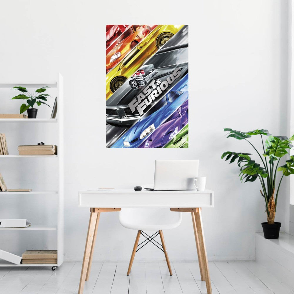 Maxi Poster Locandina Film (Fast & Furious) Cinema Auto da Corsa, Cult, TV, Arte Incorniciabile da Salone Casa Ufficio 91x61 cm