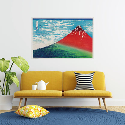 Maxi Poster Artistico Hokusai (Vento leggero, mattino sereno) Fuji rosso 91x61cm Incorniciabile Xilografia Arte Museo