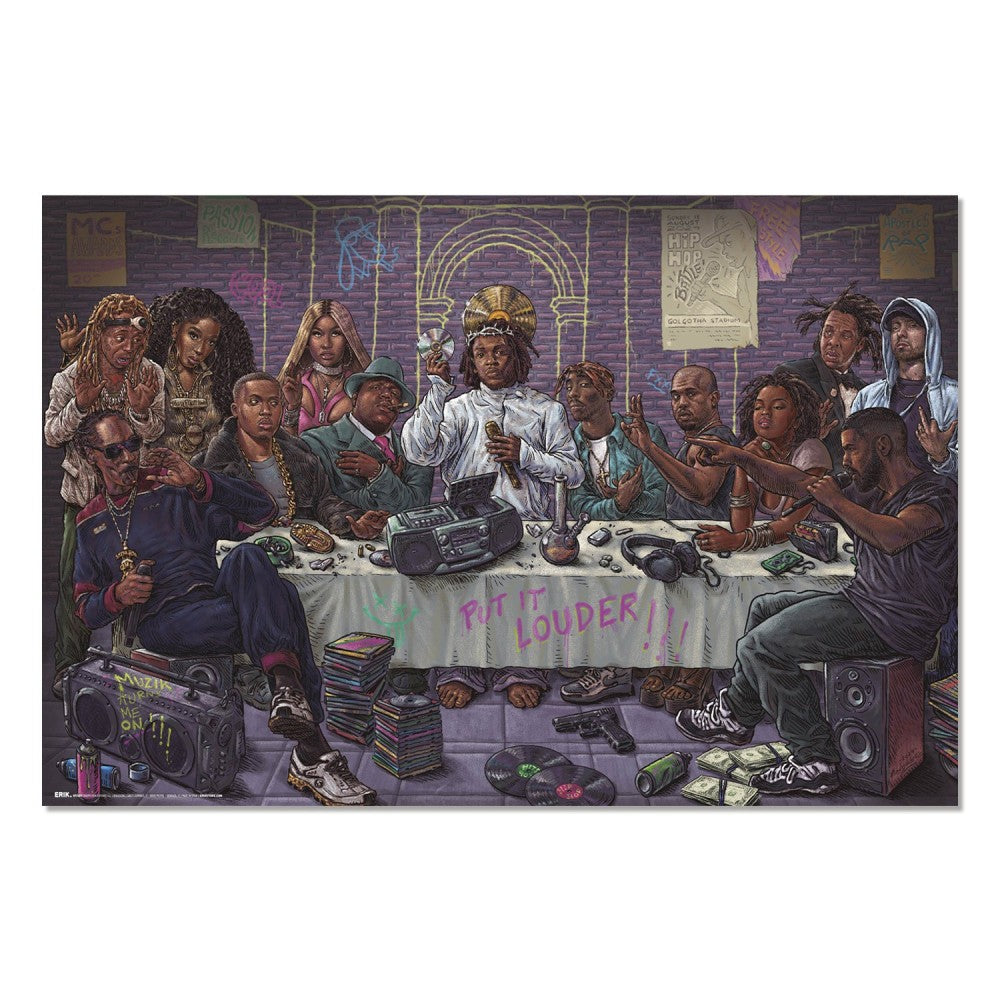 Maxi Poster Poster Hip-Hop (L'ultima cena) Rapper Tupac Snoop Dog Biggie 91x61cm