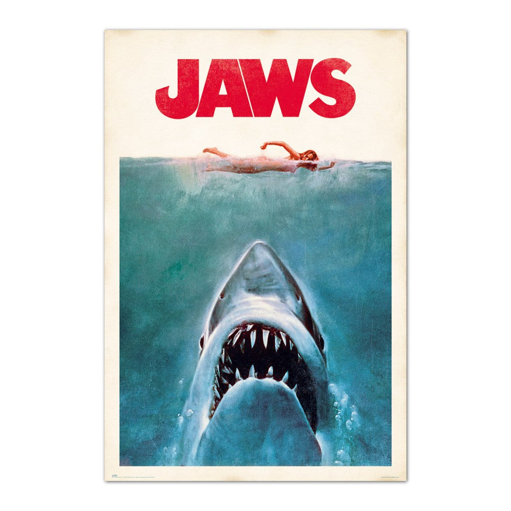 Maxi Poster Locandina Film - Jaws  (Lo Squalo) TV Cinema Cult Arte Incorniciabile Animation da Pub Casa Ufficio Locanda Nerd 91x61 cm