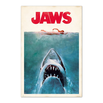 Maxi Poster Locandina Film - Jaws  (Lo Squalo) TV Cinema Cult Arte Incorniciabile Animation da Pub Casa Ufficio Locanda Nerd 91x61 cm