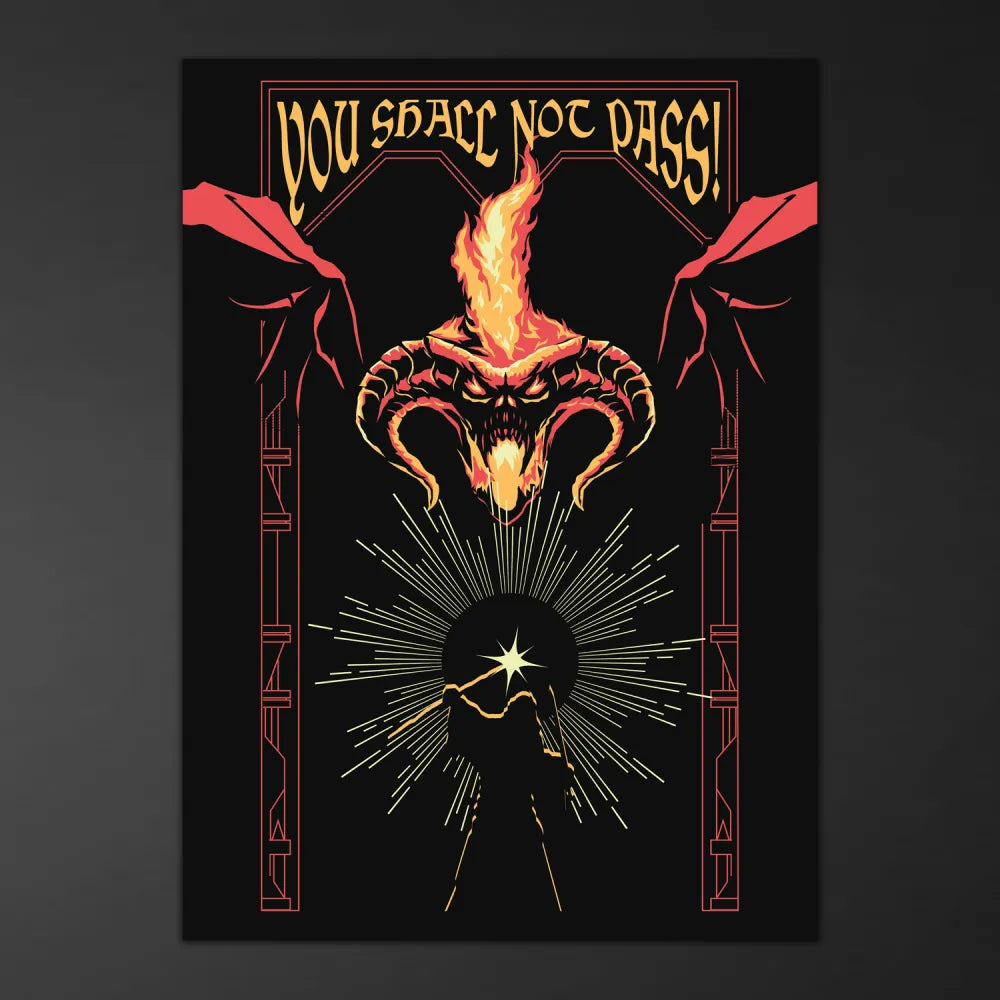 Poster Premium Luminoso  Il Signore degli Anelli Balrog Illumina al Buio 50x70cm Luminescente