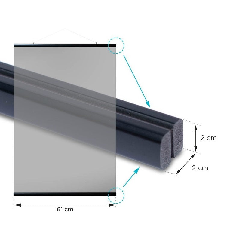 Appendi Poster Magnetico fai da te in legno MDF, Cornice Poster con stecche magnetiche, Verticale 61 cm, ideale per appendere poster, locandine e stampe