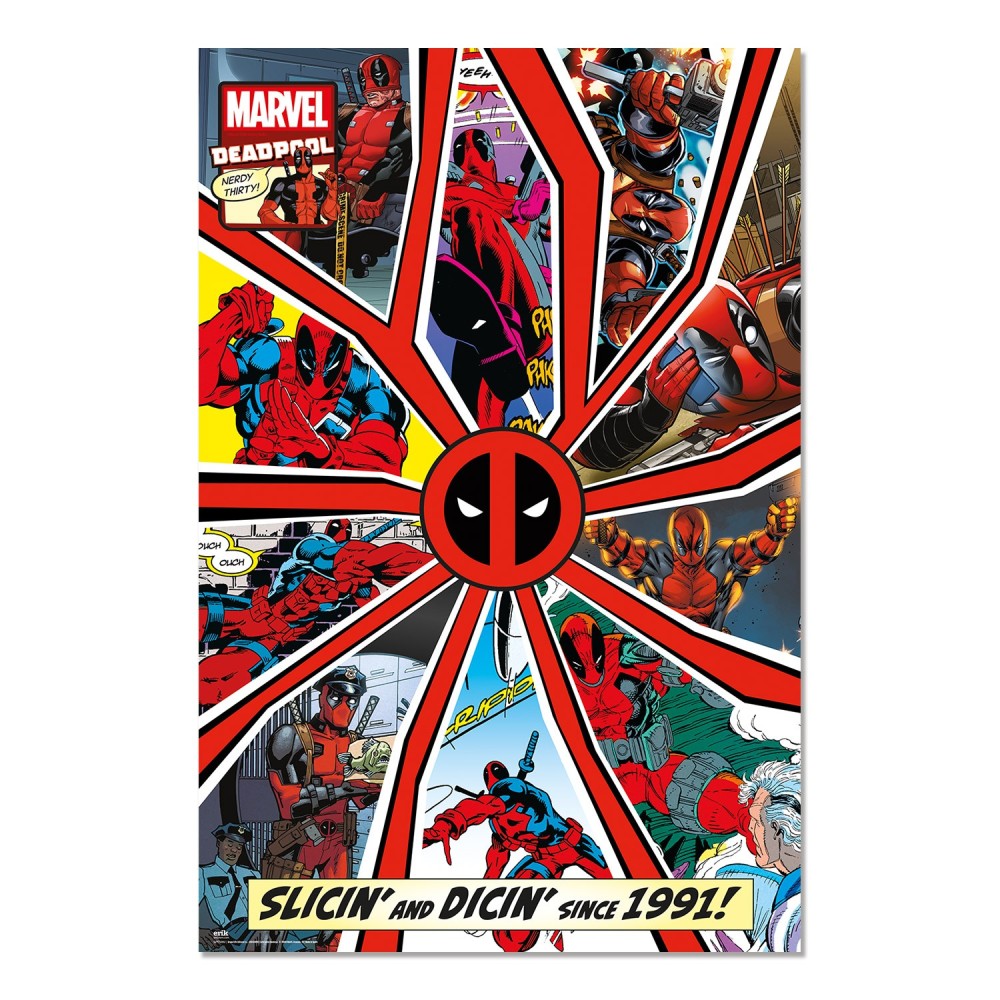 Maxi Poster Marvel (Deadpool) COPERTINA FUMETTO 30 ANNI a Parete per Cameretta Nerd, Ragazzi, Regalo, Licenza Ufficiale, Incorniciabile 91 x 61 cm