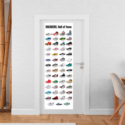 Maxi Poster XXL Porta o Parete - Sneakers Hall of Fame (Nike, Adidas, New Balance, Fila, Reebok, Jordan, Converse) Incorniciabile per Cameretta, Negozio, Ufficio 53x158 cm
