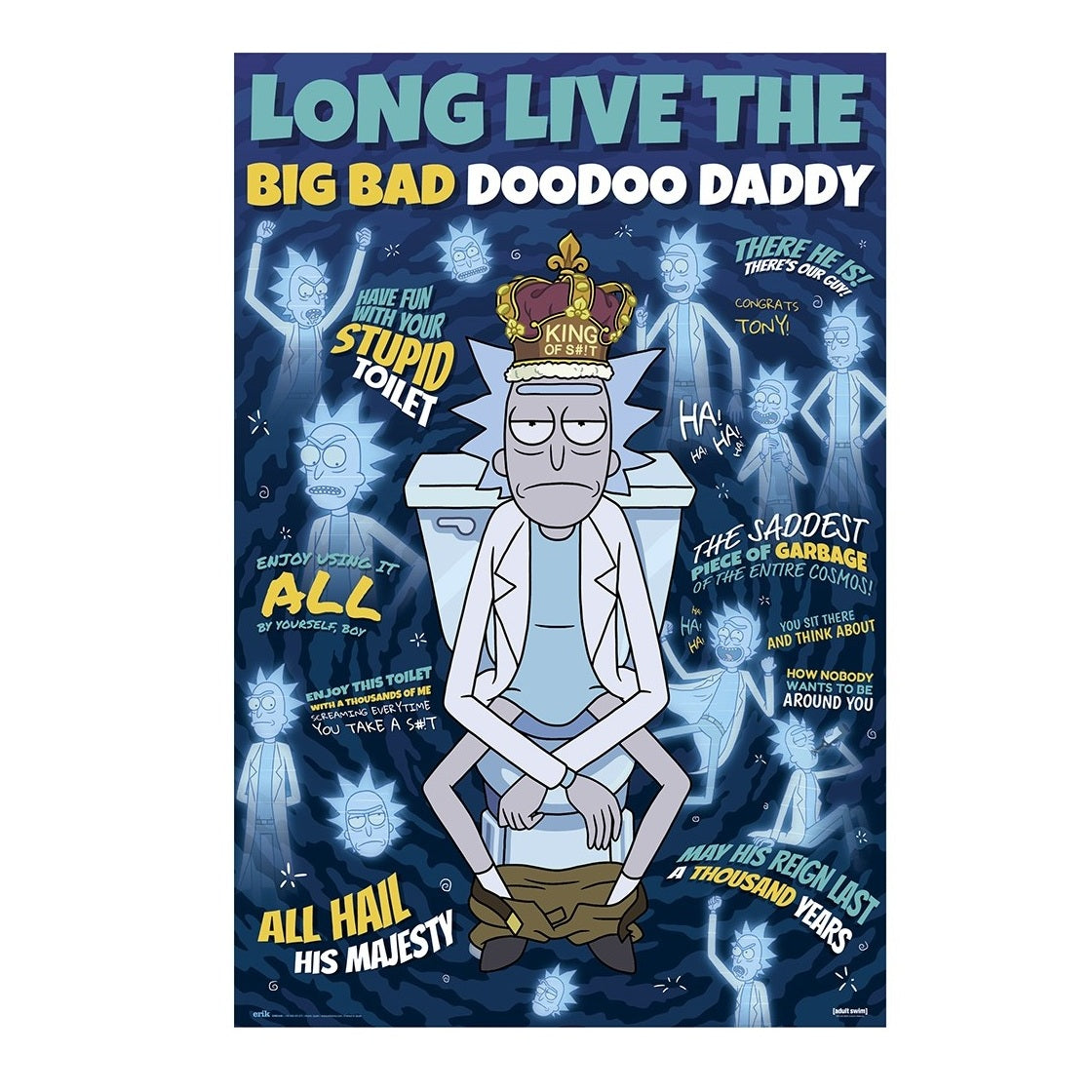 Maxi Poster Rick and Morty Doodoo Daddy A Parete 91x61 cm Incorniciabile