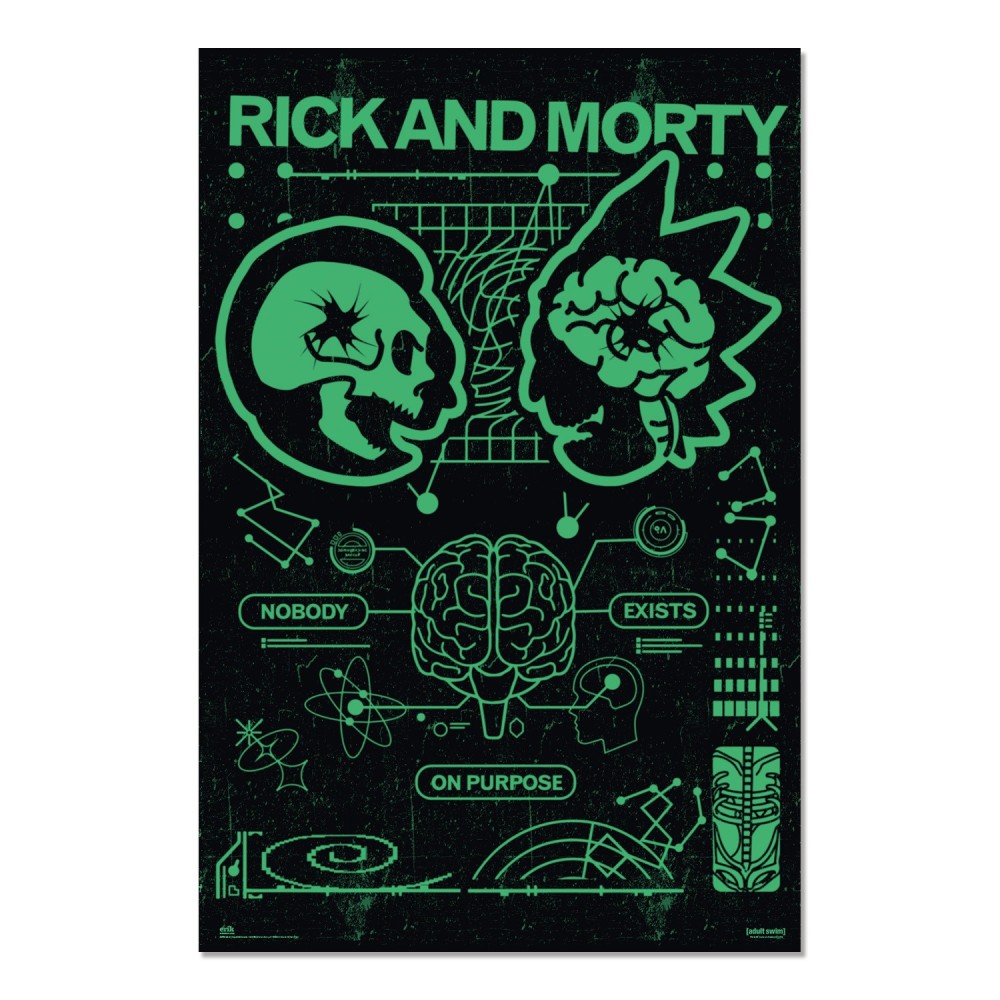 Maxi Poster Rick and Morty Nobody Exist on Purpose 91x61 cm Incorniciabile A Parete