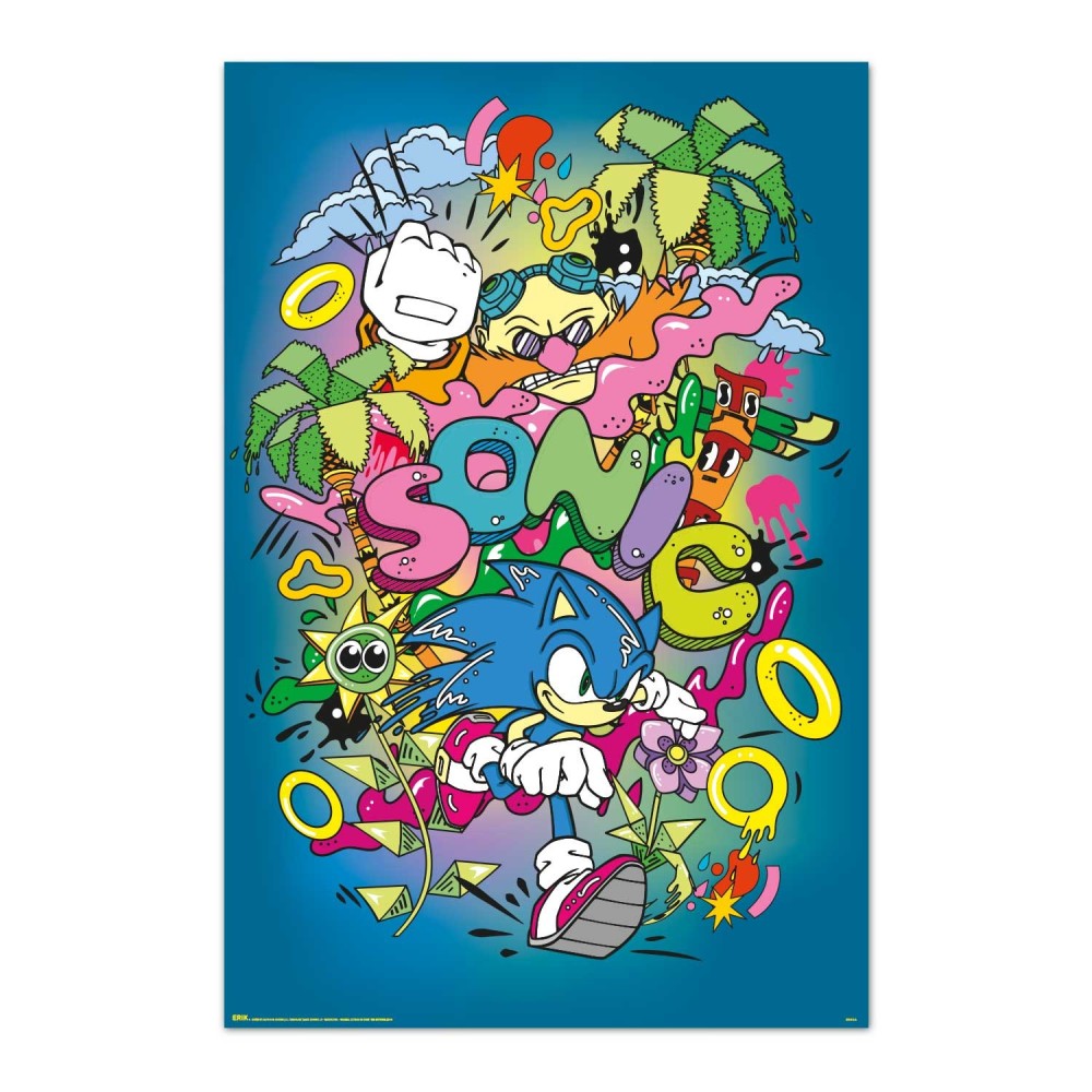 Maxi Poster - Sonic the Hedgehog: (POP) da Parete Incorniciabile 91x61 cm Carta Lucida Licenza Ufficiale Nerd Gamers Videogame Nintendo, Playstation, Sega, Xbox, Atari