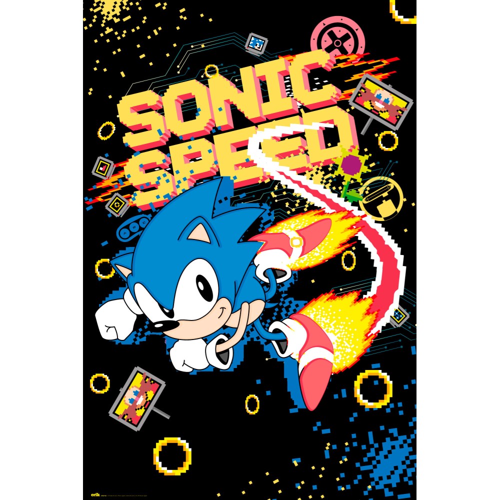 Maxi Poster - Sonic the Hedgehog: (SPEED) da Parete Incorniciabile 91x61 cm Carta Lucida Licenza Ufficiale Nerd Gamers Videogame Nintendo, Playstation, Sega, Xbox, Atari