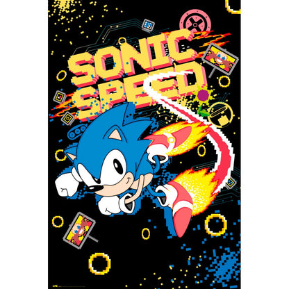 Maxi Poster - Sonic the Hedgehog: (SPEED) da Parete Incorniciabile 91x61 cm Carta Lucida Licenza Ufficiale Nerd Gamers Videogame Nintendo, Playstation, Sega, Xbox, Atari
