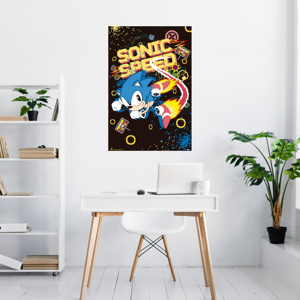 Maxi Poster - Sonic the Hedgehog: (SPEED) da Parete Incorniciabile 91x61 cm Carta Lucida Licenza Ufficiale Nerd Gamers Videogame Nintendo, Playstation, Sega, Xbox, Atari