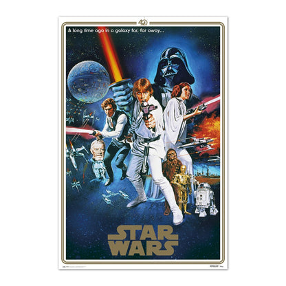 Maxi Poster - Locandina Film - Star Wars (Classic 40th Anniversary One Sheet B) TV Cinema Cult, Arte Incorniciabile da Pub, Casa, Ufficio, Locanda, Nerd, Licenza Ufficiale  91x61 cm