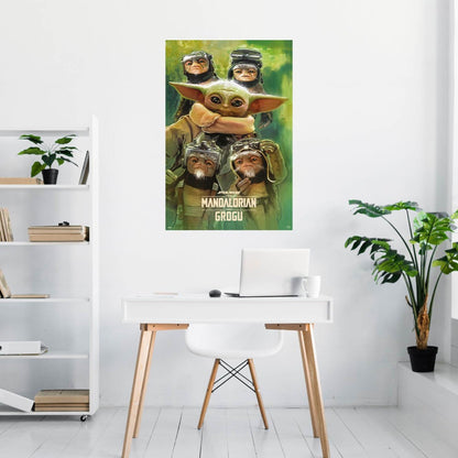Maxi Poster - Locandina Film - Star Wars (The Mandalorian e Grogu Anzellans) TV Cinema Cult, Arte Incorniciabile da Pub, Casa, Ufficio, Locanda, Nerd, Licenza Ufficiale  91x61 cm