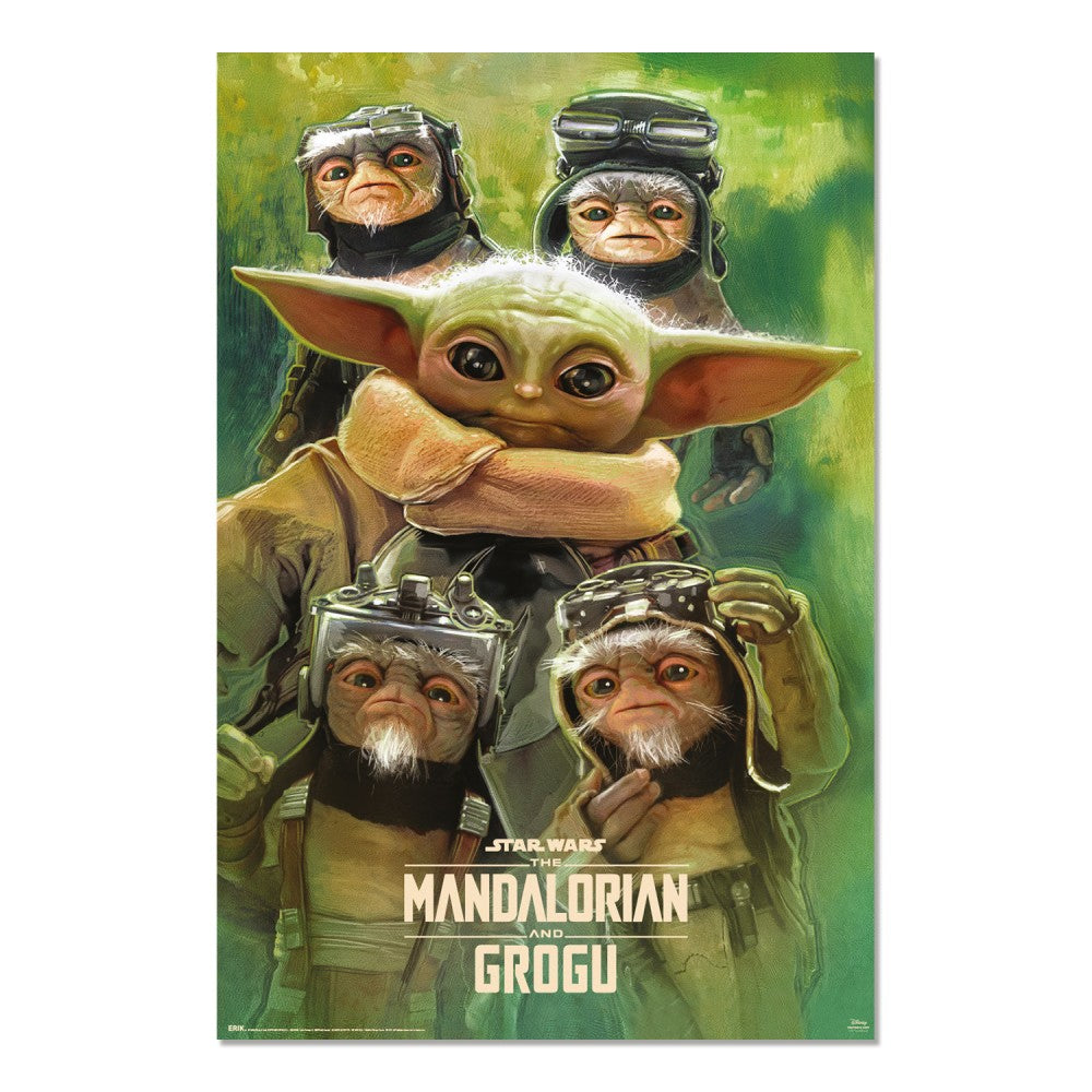 Maxi Poster - Locandina Film - Star Wars (The Mandalorian e Grogu Anzellans) TV Cinema Cult, Arte Incorniciabile da Pub, Casa, Ufficio, Locanda, Nerd, Licenza Ufficiale  91x61 cm