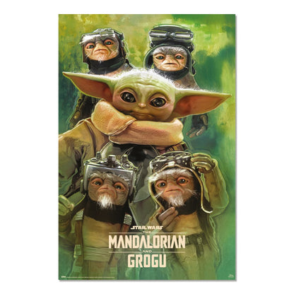 Maxi Poster - Locandina Film - Star Wars (The Mandalorian e Grogu Anzellans) TV Cinema Cult, Arte Incorniciabile da Pub, Casa, Ufficio, Locanda, Nerd, Licenza Ufficiale  91x61 cm