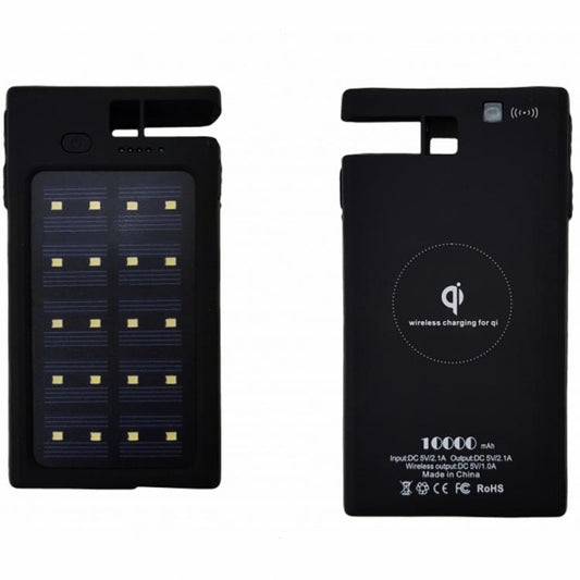 Power Bank Caricatore Ricarica Wireless Pannello Solare Torcia Smartphone Iphone