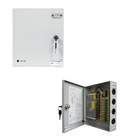 ALIMENTATORE BOX 9 CANALI PER TELECAMERE STABILIZZATO kit CCTV 12V CENTRALINA