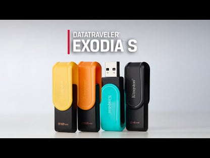 Kingston Pendrive 128GB DTXS/128GB DataTravel Exodia S USB-A 3.2 Chiavetta Type-A Memoria Drive Flash PC 200MB/s Nero/Turchese