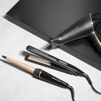 Remington Asciugacapelli Professionale 2400W Tecnologia OPTIheat per Styling di lunga durata - 3 Accessori Styling; Cura ionica; Motore AC anti-crespo, Phon Proluxe Midnight Edition AC9140B