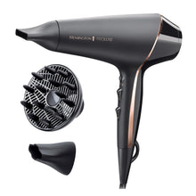 Remington Asciugacapelli Professionale 2400W Tecnologia OPTIheat per Styling di lunga durata - 3 Accessori Styling; Cura ionica; Motore AC anti-crespo, Phon Proluxe Midnight Edition AC9140B