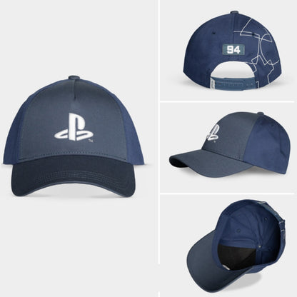 Difuzed - PlayStation Blu Navy 94 Logo Ufficiale Strapback - Berretto Cappello con Visiera Curva Stile Baseball Cap