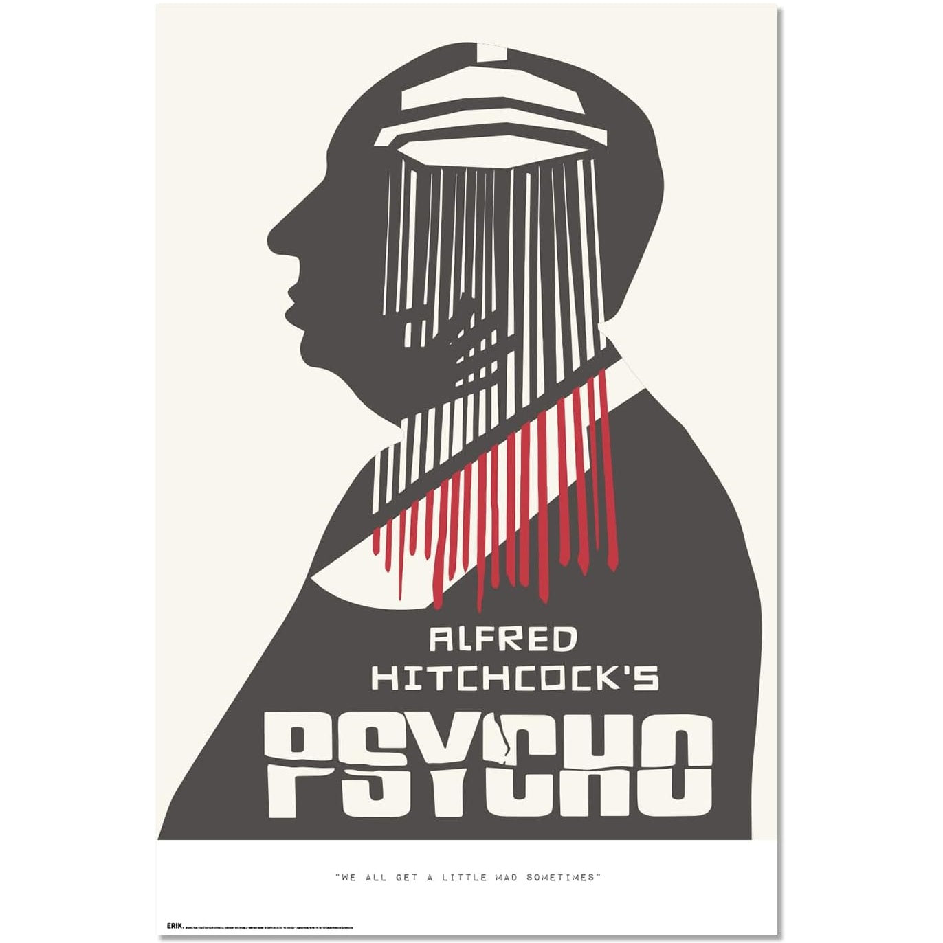 Maxi Poster Rock: Alfred Hitchcock (Psycho) da Parete Incorniciabile 91x61 cm Carta Lucida Licenza Ufficiale