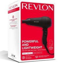 Revlon Asciugacapelli Fast Light Hair Dryer 2000W Potente - Phon con Diffusore per styling, 3 livelli di Riscaldamento e Potenza Nero