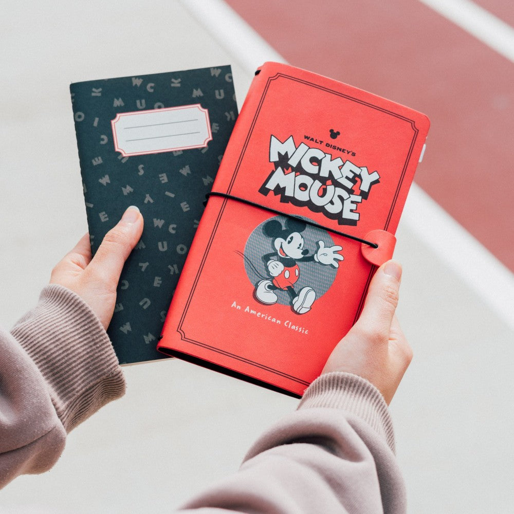 Taccuino Disney Topolino "Mickey Mouse" Diario Personale Viaggio 2 Quaderni Sostituibili: Bullet Journal Puntinato e a Righe 160 pag
