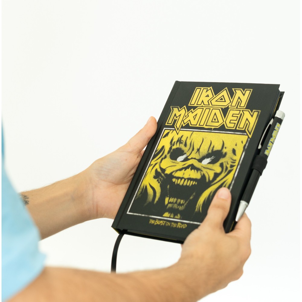 Iron Maiden - Taccuino A5 e Penna - Quaderno Appunti Pagine Bianche con Penna Proiettore a Pile, Copertina Rigida, Tasca Espandibile e Segnalibro | Diario Personale (192 Pagine) - Idea Regalo Gadget