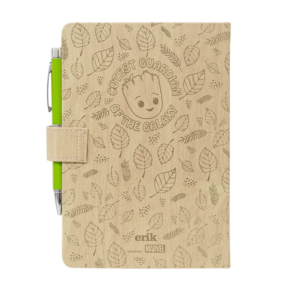Marvel Groot - Taccuino A5 e Penna - Quaderno Appunti Pagine Bianche con Penna Proiettore a Pile, Copertina Rigida, Tasca Espandibile e Segnalibro | Diario Personale (192 Pagine) - Idea Regalo Gadget Guardian Galaxy