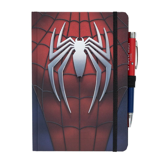 Spider-Man - Taccuino A5 e Penna - Quaderno Appunti Pagine Bianche con Penna Proiettore a Pile, Copertina Rigida, Tasca Espandibile e Segnalibro | Diario Personale (192 Pagine) - Idea Regalo Gadget Spiderman
