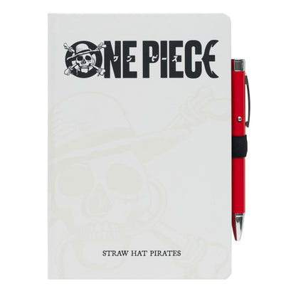 One Piece (NETFLIX) Taccuino A5 e Penna - Quaderno Appunti Pagine Bianche con Penna Proiettore a Pile, Copertina Rigida, Tasca Espandibile e Segnalibro | Diario Personale (192 Pagine) - Idea Regalo Gadget Monkey D. Luffy