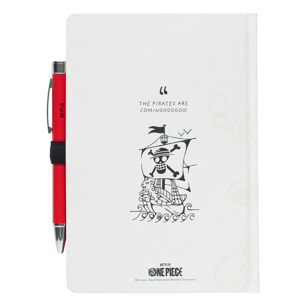 One Piece (NETFLIX) Taccuino A5 e Penna - Quaderno Appunti Pagine Bianche con Penna Proiettore a Pile, Copertina Rigida, Tasca Espandibile e Segnalibro | Diario Personale (192 Pagine) - Idea Regalo Gadget Monkey D. Luffy