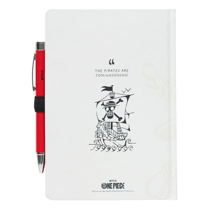 One Piece (NETFLIX) Taccuino A5 e Penna - Quaderno Appunti Pagine Bianche con Penna Proiettore a Pile, Copertina Rigida, Tasca Espandibile e Segnalibro | Diario Personale (192 Pagine) - Idea Regalo Gadget Monkey D. Luffy