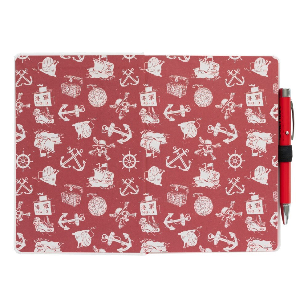 One Piece (NETFLIX) Taccuino A5 e Penna - Quaderno Appunti Pagine Bianche con Penna Proiettore a Pile, Copertina Rigida, Tasca Espandibile e Segnalibro | Diario Personale (192 Pagine) - Idea Regalo Gadget Monkey D. Luffy