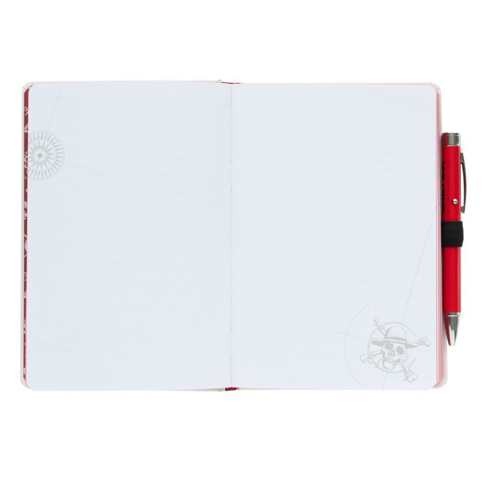 One Piece (NETFLIX) Taccuino A5 e Penna - Quaderno Appunti Pagine Bianche con Penna Proiettore a Pile, Copertina Rigida, Tasca Espandibile e Segnalibro | Diario Personale (192 Pagine) - Idea Regalo Gadget Monkey D. Luffy