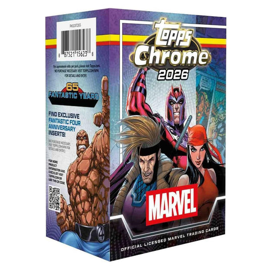 Topps Chrome 2026 Marvel Comics - Value Box - Card Collezionabili 32 Carte Ufficiali - 8 Buste TCG