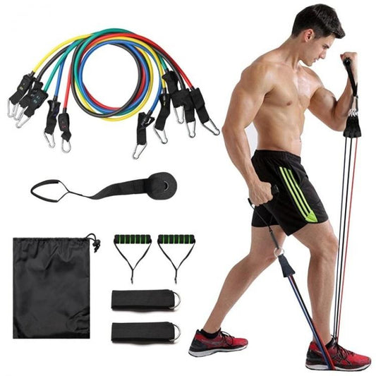 Kit 10 Fasce Bande Elastiche Elastici Fitness Palestra Resistenza Maniglie Forza
