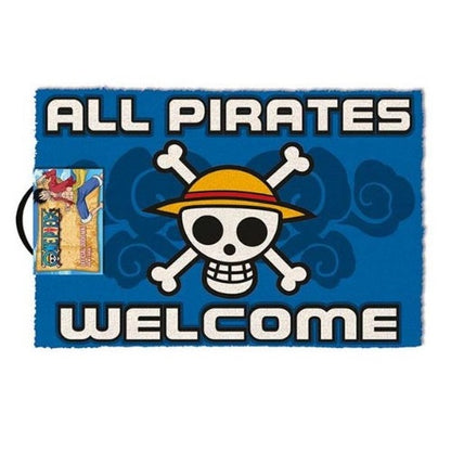 One Piece Zerbino Ingresso All Pirates Welcome Celeste Tappeto Cameretta 40X60Cm
