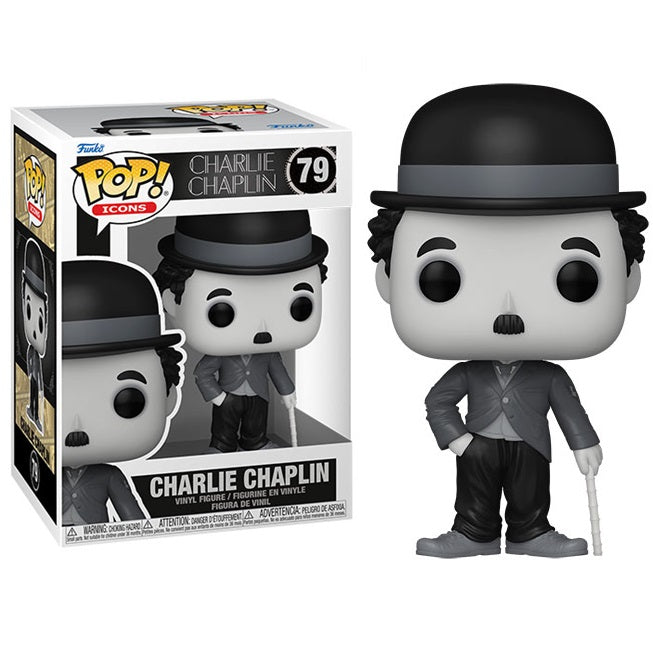 Funko Pop ! Icons - (79) Charlie Chaplin Figure Black E White Icon Cinema Tv