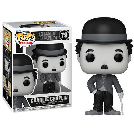 Funko Pop ! Icons - (79) Charlie Chaplin Figure Black E White Icon Cinema Tv
