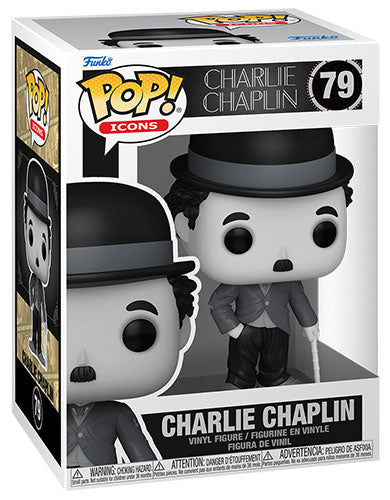 Funko Pop ! Icons - (79) Charlie Chaplin Figure Black E White Icon Cinema Tv