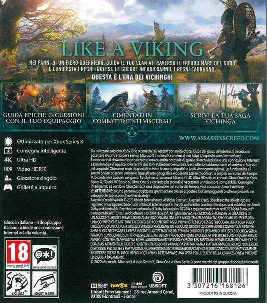 ASSASSIN'S CREED VALHALLA XBOX ONE GIOCO ITALIANO NUOVO XBOX SERIES X SIGILLATO