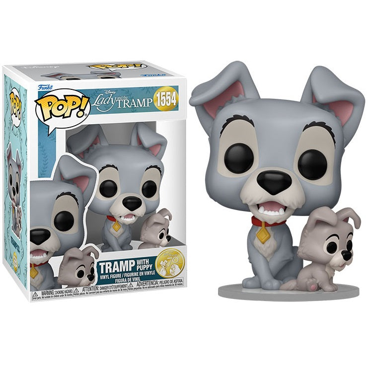 Funko Pop ! Disney Lilli E Il Vagabondo 70Th - (1554) Tramp W/ Puppy Figure 9Cm