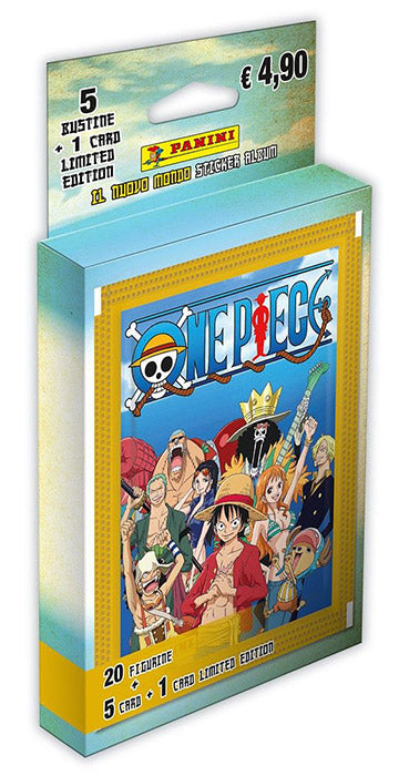 One Piece Sticker Panini Pack Ecoblister 5 Bustine + 5 Card + 1 Card Limited